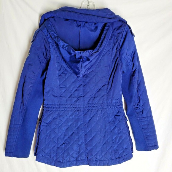 BCBGeneration Women's Quilted Hoodie Jacket Size Small Royal Blue Fully Zipped - Picture 6 of 8